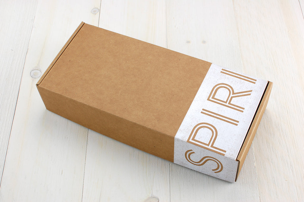 Kraft gift box with SPIRIT Almond logo